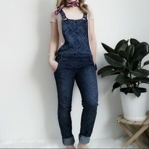 Hollister Aztec print denim overalls size small